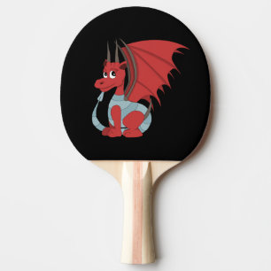 Raquette De Ping Pong Caricature Dragon Rouge