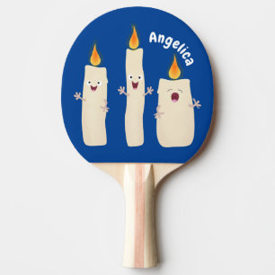 Raquette De Ping Pong Caricature en trois chandelles mignonnes
