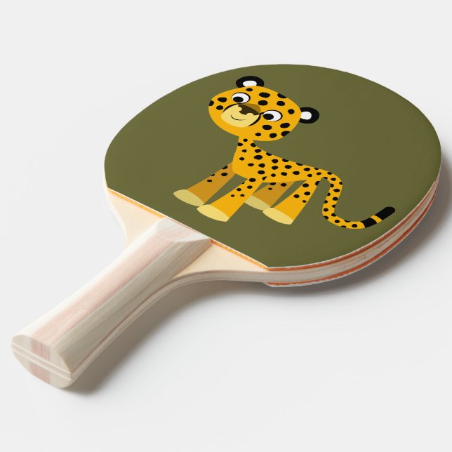 Raquette De Ping Pong Caricature Jolie Cheetah Ping Pong Paddle (Devant Angle)