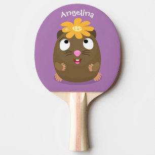 Raquette De Ping Pong Caricature joyeuse de cobaye mignonne