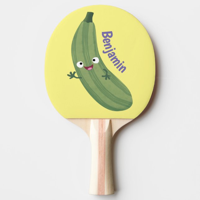 Raquette De Ping Pong Caricature joyeux de courgettes mignonnes (Devant)