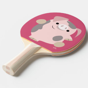 Raquette De Ping Pong Caricature mignonne Dancing Pig Ping Paddle