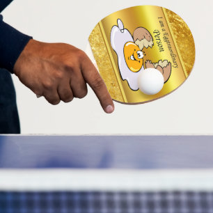 Raquette De Ping Pong caricature personnage oeuf frit avec grand sourire