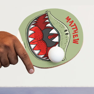 Raquette De Ping Pong Caricature personnalisée T-rex Dinosaur Bouche pou