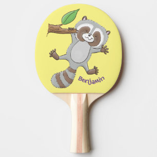 Raquette De Ping Pong Caricature pour bébé au raton laveur joyeux