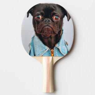 Raquette De Ping Pong Carlin en Denim Jackey Cute Adorable Chien Chien C