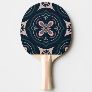 Raquette De Ping Pong carreaux géométriques floraux de couleur terreuse