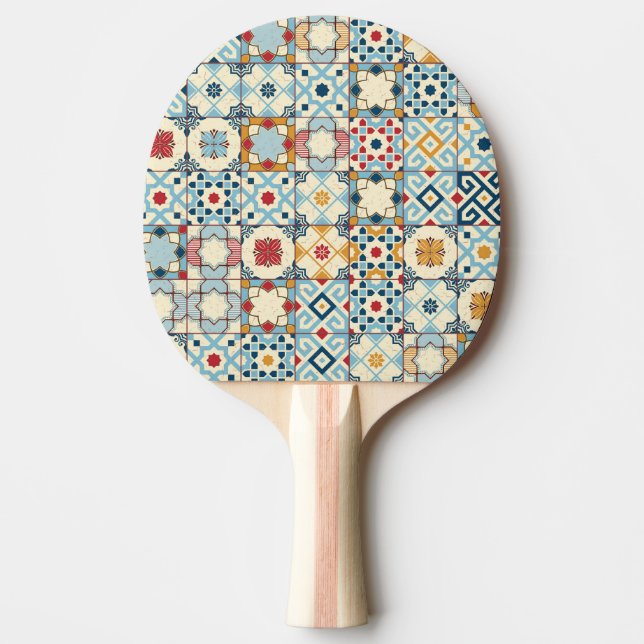 Raquette De Ping Pong Carrelage marocain, motif sans couture colorée. (Devant)