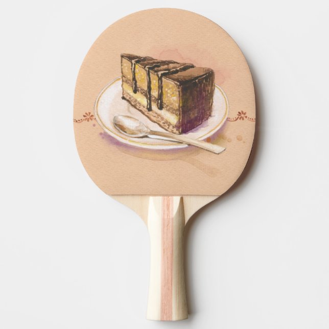Raquette De Ping Pong Carte avec le gâteau peint d'aquarelle (Devant)
