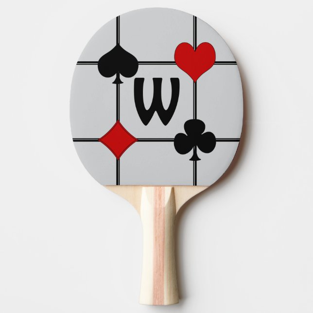 Raquette De Ping Pong Carte de jeu Art Déco Convient v2 Monogrammé (Devant)