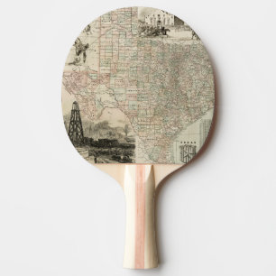 Raquette De Ping Pong Carte du Texas avec des frontières du comté