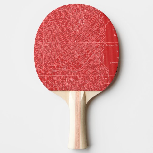 Raquette De Ping Pong Carte graphique de San Francisco (Devant)