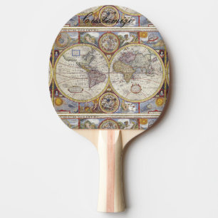Raquette De Ping Pong Carte Vintage World Traveller Thunder_Cove