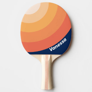 Raquette De Ping Pong Cercle de chute de soleil océanique avec nom