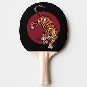 Raquette De Ping Pong Cercle de tigre rouge