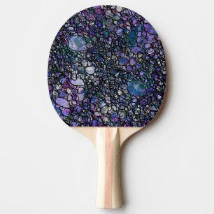 Raquette De Ping Pong Cercles abstraits tirés par la main, bleu,