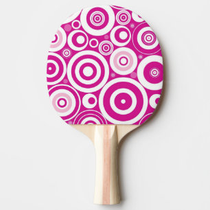 Raquette De Ping Pong Cercles rétro concentrés rose et blanc
