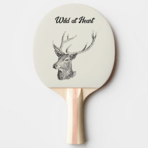 Raquette De Ping Pong Cerf Buck Head avec Antlers Black and White Art