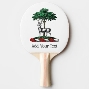 Raquette De Ping Pong Cerf Daim devant un Arbre Blason Emblématique