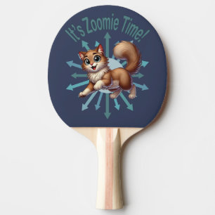 Raquette De Ping Pong C'est le temps de Zoomie Chat brun et blanc mignon