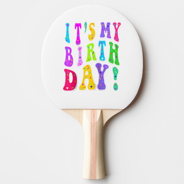Raquette De Ping Pong C'est mon Anniversaire Rétro Super pour les filles (Devant)