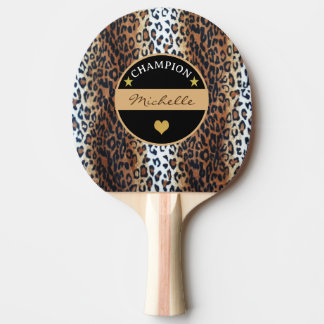 Raquette De Ping Pong Champion Brown Léopard Noir Blanc Personnalisé