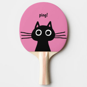 Raquette De Ping Pong Chat de Kitty Black Feline amusante