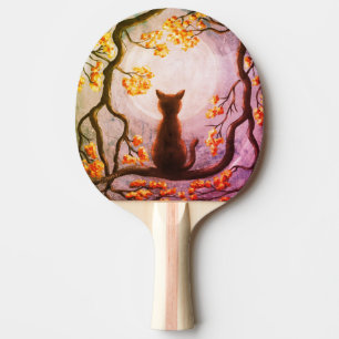 Raquette De Ping Pong Chat lunatique dans l'art de peinture de Pleine