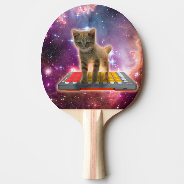 Raquette De Ping Pong Chat sur synthétiseurs dans l'espace (Devant)