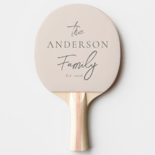 Raquette De Ping Pong Château de Sable Rose Nom de Famille Écrit à la Ma