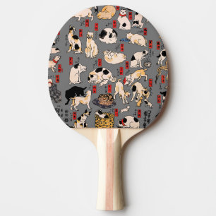 Raquette De Ping Pong Chats japonais Ukiyo-e Art drôle