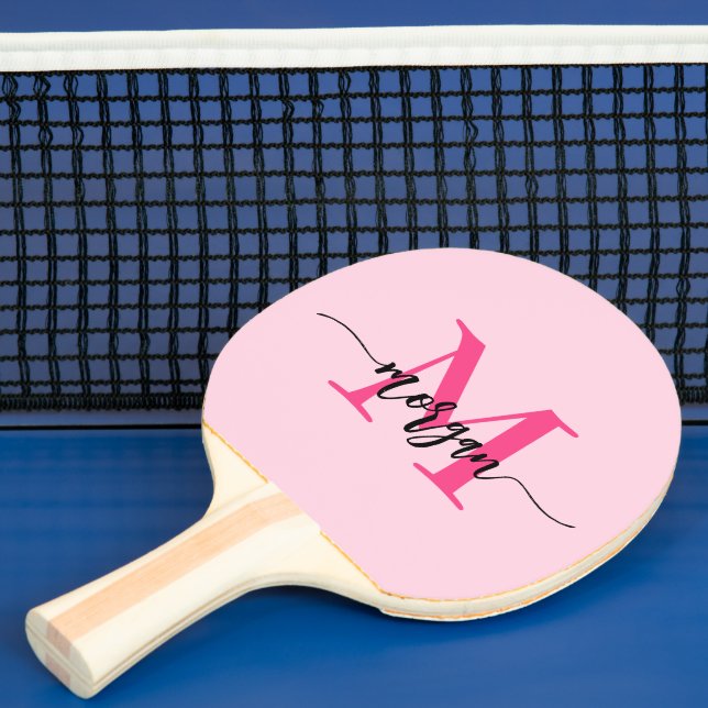 Raquette De Ping Pong Chaud rose moderne Script Girl Monogramme Nom (Insitu)