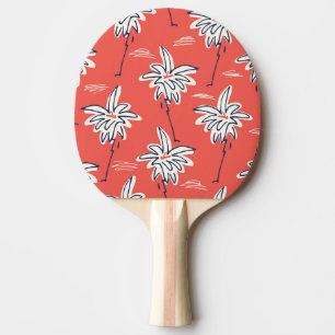 Raquette De Ping Pong Chemise de plage hawaïenne, motif de doodle palm.