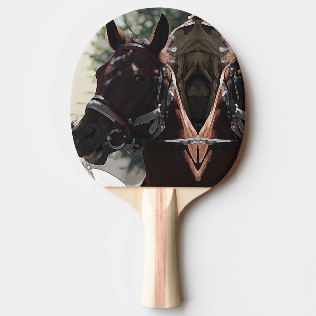 Raquette De Ping Pong Cheval Brown Stylisé Smiling Head Sketch (Devant)