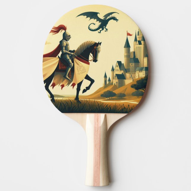 Raquette De Ping Pong Chevalier médiéval/dragon/château fantastique (Devant)