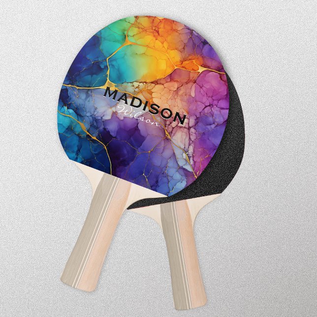 Raquette De Ping Pong Chic coloré faux or parties scintillant marbling m (Créateur téléchargé)