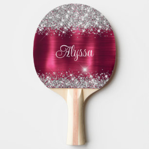 Raquette De Ping Pong Chic Glittery Burgundy Glam Nom