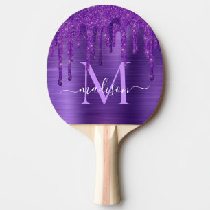 Raquette De Ping Pong Chic Purple Parties scintillant de séchage brosse