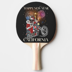 Raquette De Ping Pong Chien Conduit Une Moto À La Californie