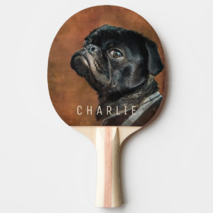Raquette De Ping Pong Chien de Carlin noir