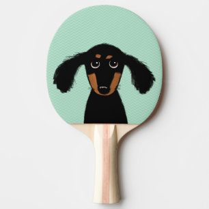 Raquette De Ping Pong Chiot aux cheveux longs mignon de teckel