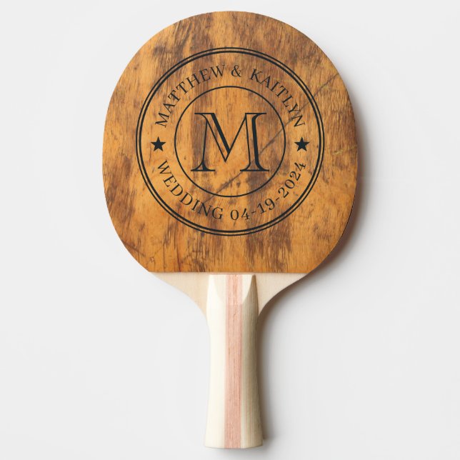Raquette De Ping Pong Chopping Block Wedding Monogram Star (Devant)