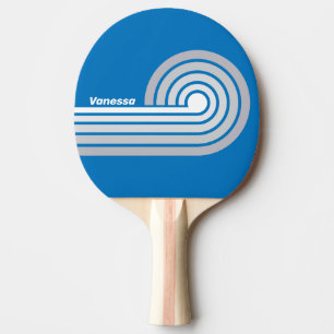 Raquette De Ping Pong Ciel bleu nuageux Curl rayures avec nom