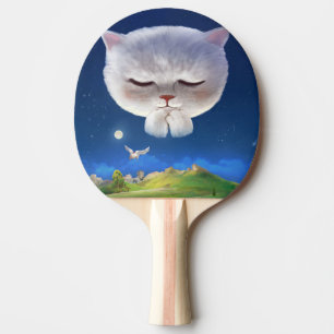 Raquette De Ping Pong Ciel nocturne avec chat