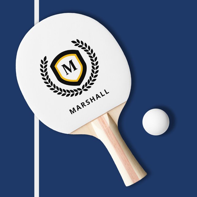 Raquette De Ping Pong Cimetière du logo Monogramme noir et or (Créateur téléchargé)