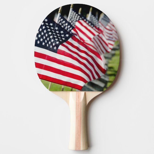 Raquette De Ping Pong Cimetière militaire historique avec drapeaux améri (Devant)