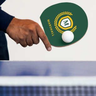 Raquette De Ping Pong Cimier logo Monogramme Vert et Or