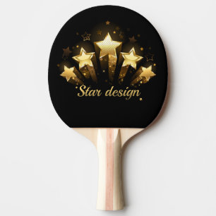 Raquette De Ping Pong Cinq étoiles d'or en noir