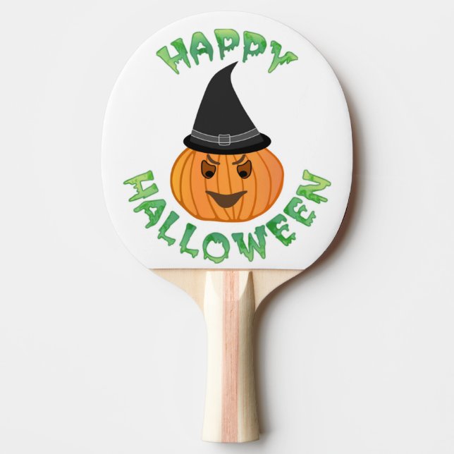 Raquette De Ping Pong citrouille "HAPPY HALLOWEEN" (Devant)