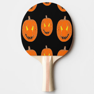 Raquette De Ping Pong Citrouille orange sur noir